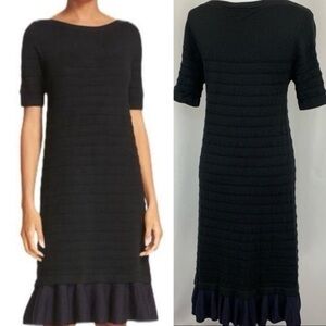 Tory Burch Black Ribbed Sheath Midi Dress